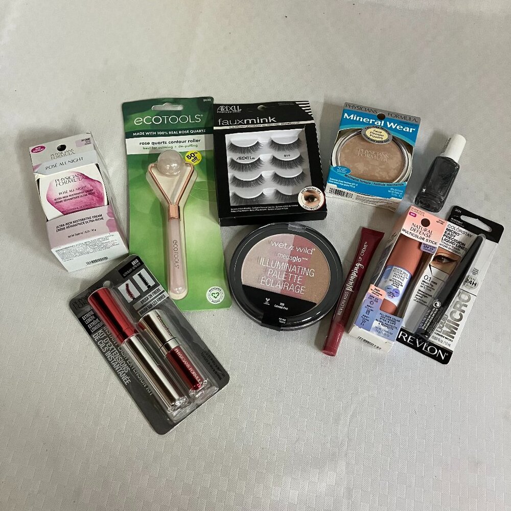 10-Piece Makeup & Skincare Set Lashes, Lipsticks, Roller, Face Powder, Palette